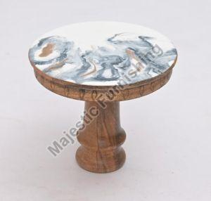 Faux Marble Wooden Cake Stand