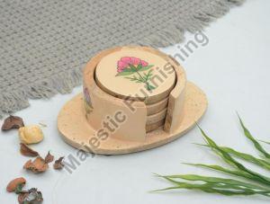 French Collection Wooden Coaster with Holder