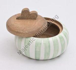 Lime Line Wooden Canister