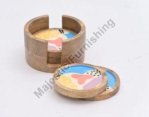 Tribal Fusion Wooden Coaster with Holder