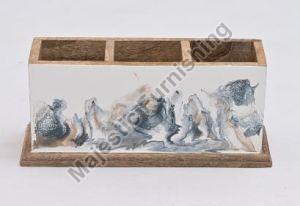 Faux Marbel Wooden Spoon Holder