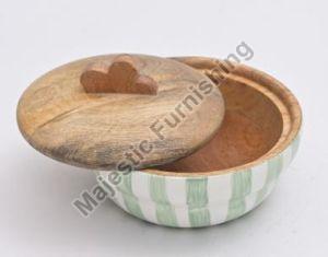 Lime Line Wooden Bowls