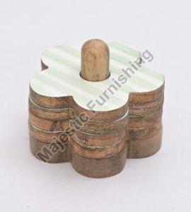 Lime Line Wooden Coaster with Holder