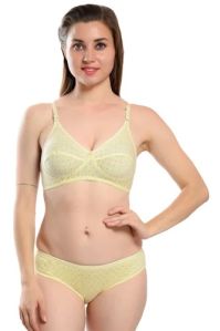 Ladies Cotton Polka Print Bra Panty Set