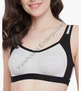 Grey And Black Ladies Sports Bra