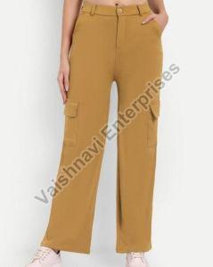 Ladies Mustard Cotton Lycra Blend Trouser