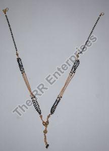 Brass Black Bead Double Chain Mangalsutra