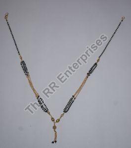 Brass Black Bead Double Chain Mangalsutra