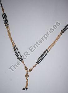 Brass Black Bead Double Chain Mangalsutra