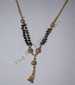 Brass Black Bead Double Chain Mangalsutra