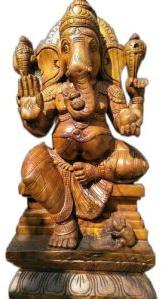 Wooden Ganpati Statue