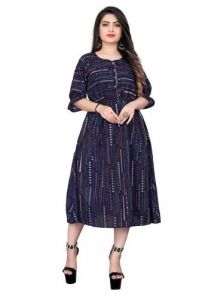 Ladies Printed Cotton Anarkali Kurti