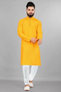 Mens Designer Yellow Kurta