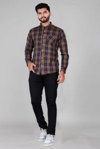 Mens Printed Checked Cotton Shirt