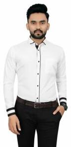 Mens White Plain Cotton Shirt