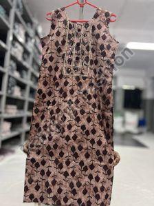 Ladies Brown Designer Printed Kurti