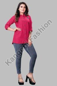 Ladies Dark Pink Casual Shirt