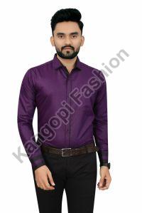 Mens Purple Stylish Cotton Shirts
