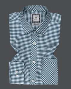 Mens full sleeve shirt green checkered