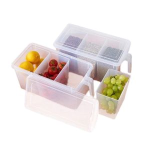 Plastic Fridge Square Handle Food Storage Organizer Boxes