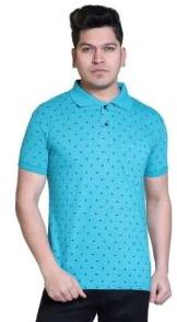 Mens Printed Polo Neck Printed T Shirt