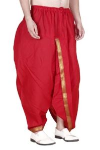 42 Inch Mens dhoti Readymade Red Cotton Dhoti
