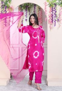 Ladies Hot Pink Silk Suit