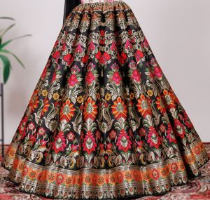 Banarasi fabric Black Designer Lehengas