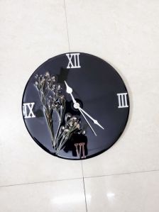 Resin Wall clock with natural flowers