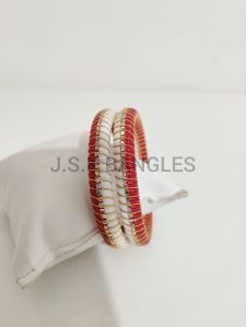 red white stone bangles