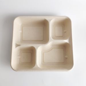 4 Compartment Sugarcane Bagasse Meal Tray