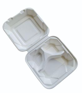 9 Inch 3 Compartment Bagasse Clamshell Box