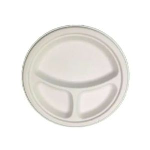 9 Inch 3 Compartment Bagasse Plate