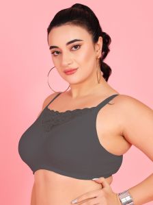 Curvy Love Plus Size Soft Cotton Full Coverage Cami Black Bra