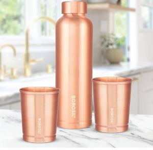 Copper Water Bottle With Glass