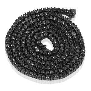 5.12 Carat Unisex Black Diamond Hip Hop Necklace 925 Sterling Silver