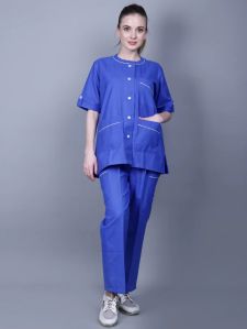RAMAGIQ MEDICAL UNISEX CHINESE COLLAR NECK WITH WHITE PIPING DETAILS SCRUB SUIT