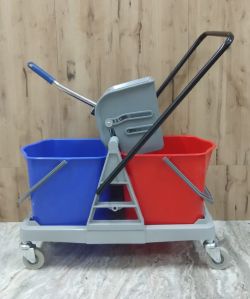 Double Bucket Mop Wringer Trolley