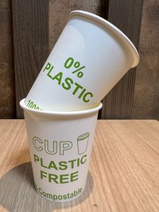 Water barrier coated paper for paper cups