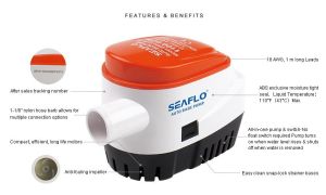 Seaflo Automatic 1100 GPH 12V Submersible Bilge Pump Boat Built In Float Switch For Boat Marine