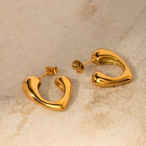 Heart Shape 18K Gold Plated Ear Studs