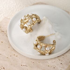 Pearls 14K Gold Plated Ear Studs