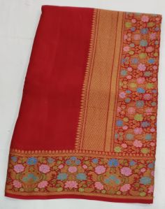 Red Banarasi Georgette Saree
