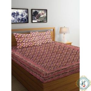 DKB007 Kalamkari Block Printed Cotton Double Bed Sheet