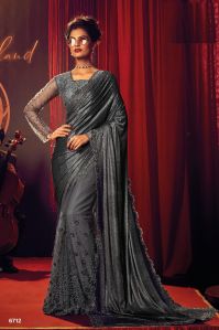 Grey Embroidered Saree