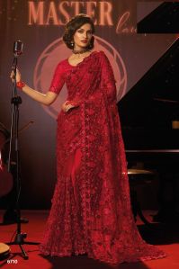 Red Embroidered Saree