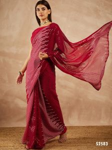 Red Georgette Sequence Saree