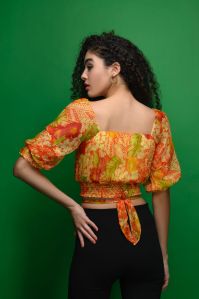LADIES ORANGE CHIFFON TOP