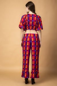 LADIES RAYON CHECK CO ORD SET