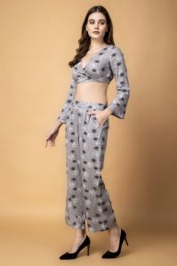 LADIES GREY RAYON CO ORD SET